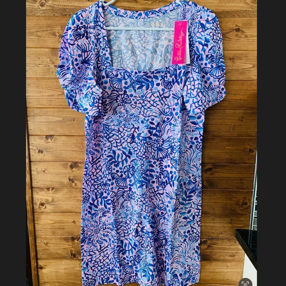 Lilly Pulitzer Haydn T-Shirt Dress Calla Lilly Pink High Tides Good Vibes
